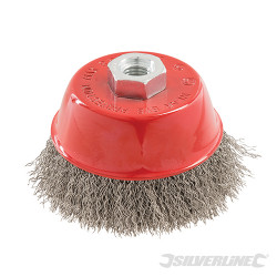 Brosse boisseau fils d'acier inox serti 100 mm