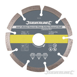 Disque diamant soudé au laser à tronçonner le béton et la pierre 115 x 22,23 mm à bordure segmentée