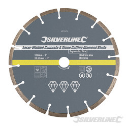 Disque diamant soudé au laser à tronçonner le béton et la pierre 230 x 22,23 mm à bordure segmentée