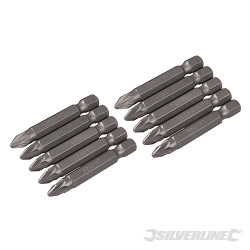 10 embouts Pozidriv chrome-vanadium 50 mm PZ2