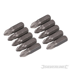 10 embouts Pozidriv chrome-vanadium PZ2