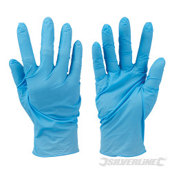 100 gants nitrile non poudrés jetables Bleu Large